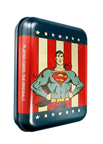 Shuffle- Lata Superman Baraja Cartas, Color (Cartamundi 108221924)