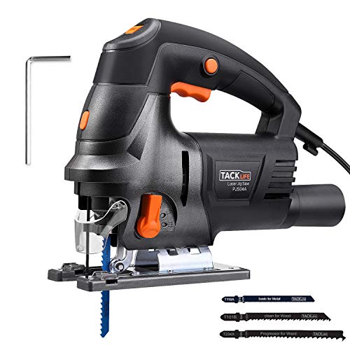 Sierra de Calar TACKLIFE 800W 800~3000RPM,Velocidad Variable (1-6), 3 Hojas, Cable de 3 Metros, Sierra de Caladora con LED para Madera, Plástico, Metal Blando - PJS04A Sierra de Calar TACKLIFE 800W 800~3000RPM,Velocidad Variable (1-6), 3 Hojas, Cable de 3 Metros, Sierra de Caladora con LED para Madera, Plástico, Metal Blando - PJS04A