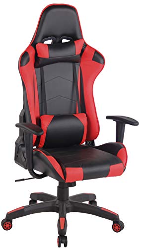 Silla Racing Miracle V2 en Cuero PU I Silla Gaming Regulable en Altura I Silla Gamer con 2 Cojínes Removibles I Silla Ordenador I Color:, Color:Negro/Rojo