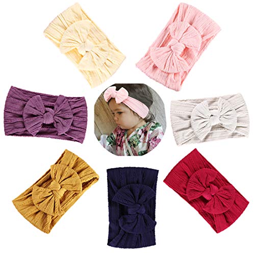 Simoda Joyfeel's Store Cintas para el pelo de Nylon para bebés Turbante Knotted Girls Hairband Super suave y elástica Wrap para recién nacidos Toddle para niños (Pack of 7#5)