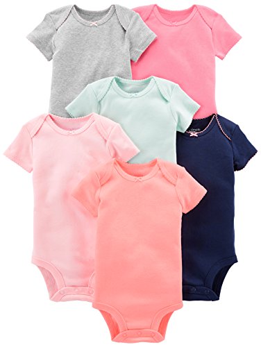 Simple Joys by Carter's 6-Pack Short-Sleeve Bodysuit Infant-and-Toddler-Bodysuits, Solid, 0-3 Meses,