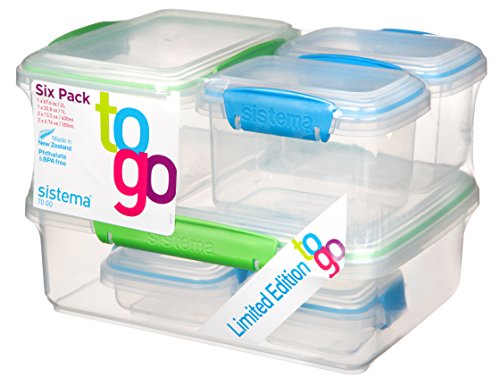 Sistema To Go Contenedores de almacenamiento de alimentos, multicolor, paquete de 6