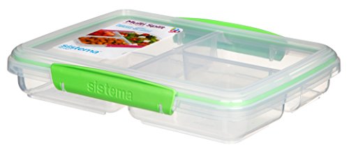 Sistema To Go - Recipiente para almacenar alimentos (820 ml), transparente con clips de colores, transparente