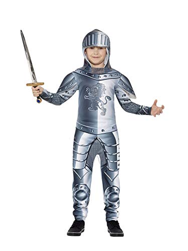 Smiffys-43168S Disfraz de Caballero con Armadura de Lujo, con Traje Entero y Adorno para, Color Gris, S-Edad 4-6 años (Smiffy'S 43168S) Smiffys-43168S Disfraz de Caballero con Armadura de Lujo, con Traje Entero y Adorno para, Color Gris, S-Edad 4-6 años (Smiffy'S 43168S)
