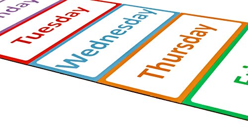 SMILEYBOARD - Imanes de día de la semana - 5 unidades - 13,5 cm x 6 cm - De lunes a viernes - Monday to Friday - Inglés SMILEYBOARD - Imanes de día de la semana - 5 unidades - 13,5 cm x 6 cm - De lunes a viernes - Monday to Friday - Inglés