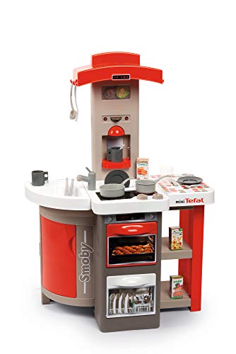Smoby Tefal Opencook-Cocina de Juegos eléctrica Plegable y Ahorra Espacio, con Sonido, para niños a Partir de 3 años, con Muchos Accesorios, Rojo, Gris y Blanco, Color (7600312202)