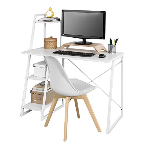 SoBuy Mesa de Escritorio, Mesa de Ordenador con Tres Estantes,Color Blanco,FWT29-W,ES (Mesa) SoBuy Mesa de Escritorio, Mesa de Ordenador con Tres Estantes,Color Blanco,FWT29-W,ES (Mesa)