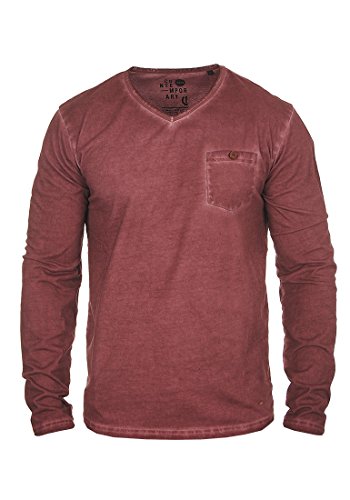 !Solid Terkel - Camiseta de Manga Larga para Hombre, tamaño:S, Color:Wine Red (0985)