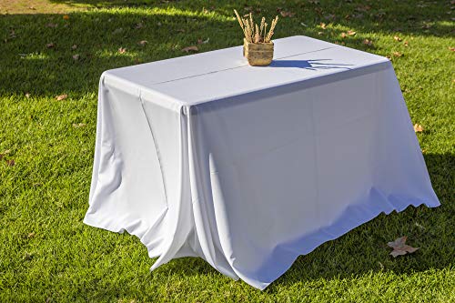 Solycarpa Mantel para Mesa Rectangular hasta el Suelo. Cubremesas rectangulares de Diferentes Medidas. Confección Propia. Fabricados en España con Tela Strech Color Blanco (Medida Mesa: 122x61x74)