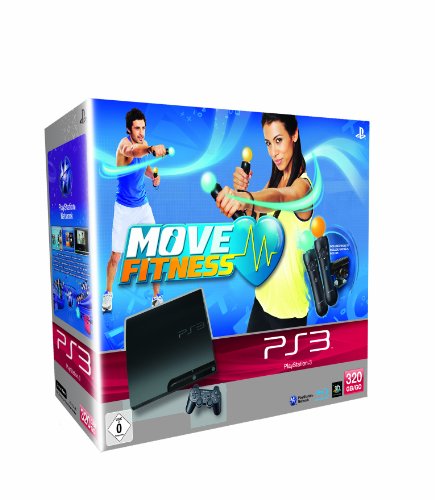 Sony PlayStation 3 Slim, 320Gb + Move Fitness - juegos de PC (320Gb + Move Fitness, PlayStation 3, 256 MB, XDR, Blu-Ray, 320 GB, SATA) Negro