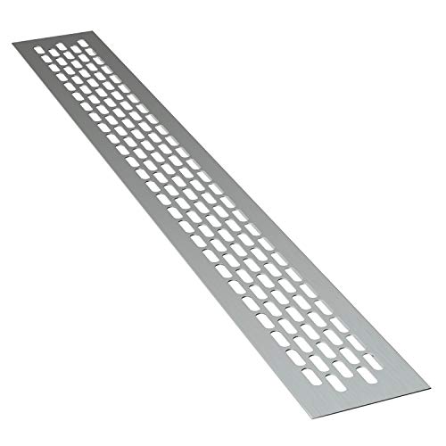 sossai® Rejillas de ventilación de aluminio - Alucratis (1 pieza) | Rectangular - dimensiones: 48 x 6 cm | Color: aluminium | rejilla de aire