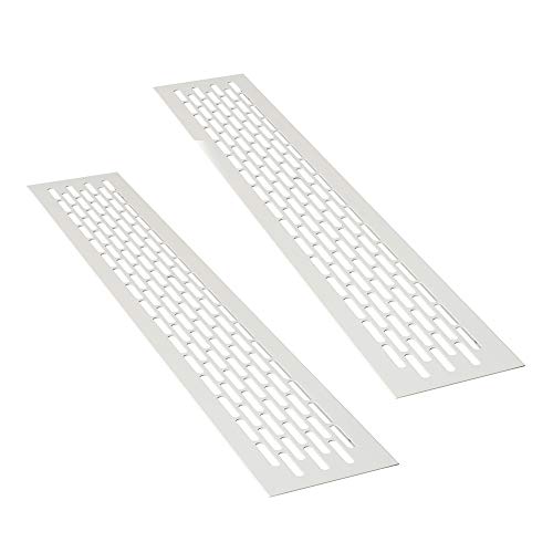 sossai® Rejillas de ventilación de aluminio - Alucratis (2 piezas) | Rectangular - dimensiones: 48 x 8 cm | Color: blanco | rejilla de aire