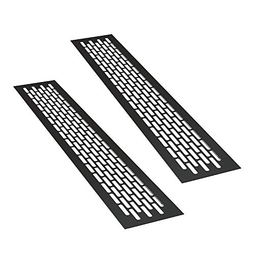 sossai® Rejillas de ventilación de aluminio - Alucratis (2 piezas) | Rectangular - dimensiones: 48 x 8 cm | Color: negro | rejilla de aire