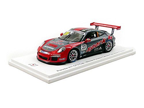 Spark – sj052 – Vehículo Miniatura – Porsche 911 GT3 Cup – Winner KPC Japón Fuji 2007 – Escala 1/43, Gris/Rojo