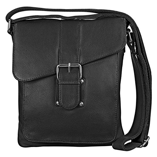 STILORD 'Mattia' Bolso de Piel Vintage pequeño para Hombres y Mujeres Bolso Mensajero o Bandolera para Tablet de hasta 10,1 Pulgadas de auténtico Cuero, Color:Negro