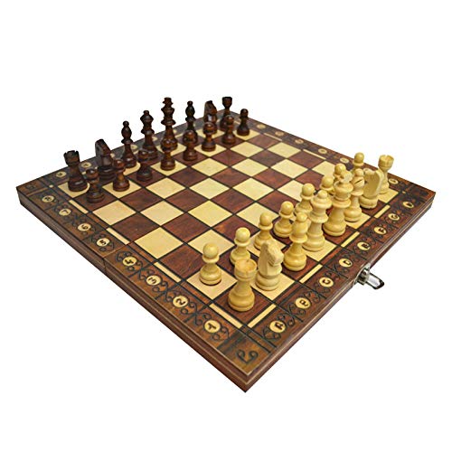 Stronrive 3 in 1 Juego de ajedrez Completo con Piezas, Ajedrez de Madera Plegable, Juego de Ajedrez para Niños y Adulto Profesional Piezas portátil para Viajar
