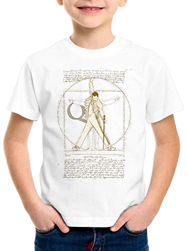 style3 Freddie de Vitruvio Camiseta para Niños T-Shirt da Vinci Live Rock You Festival, Color:Blanco, Talla:152