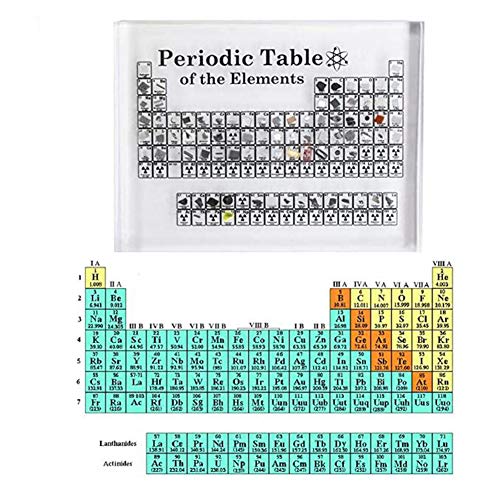 Tabla periódica de los Elementos, Tabla periódica acrílico, con muestras Reales, Contiene 83 Elementos estables