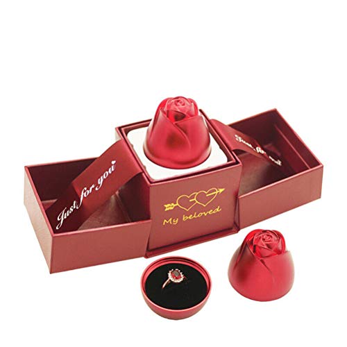 taianle Caja de Regalo en Forma de Rosa Caja de Regalo de Joyería para El Día de San Valentín Navideño Caja Colgante de Collar Caja de Anillo Juego de Caja de Anillo Rosa Caja de Anillo