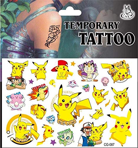 Tatuajes temporales de Pokemon, pegatinas de piel (más de 100 diseños), cumpleaños para niños, niñas, niños, útiles escolares, suministros de fiesta, regalos, pegatinas de regalo para niños