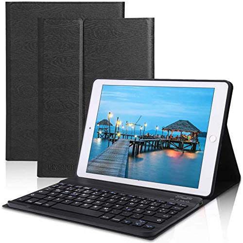 Teclado iPad 10.2 Español,DINGRICH Funda Teclado (Incluye Ñ) para iPad 10.2 2019 2020 8 Generacion / 7 Generación/iPad Pro 10.5 2017/Air 3,Teclado Bluetooth Desmontable Cubierta Magnétic