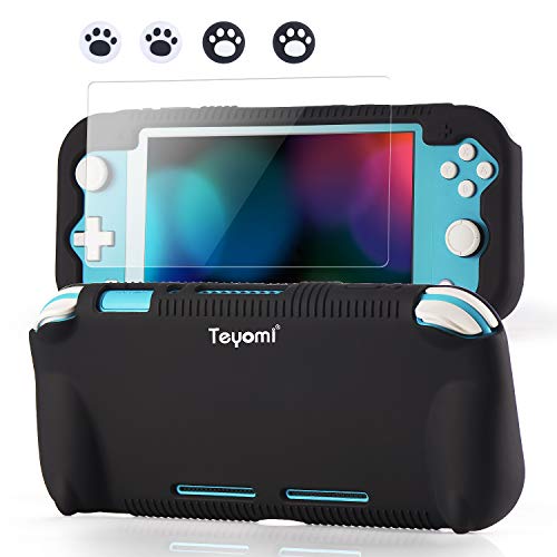 Teyomi - Funda de Silicona para Nintendo Switch Lite con Protector de Pantalla, 4 Piezas Joystick Tapas y Ranuras para Tarjetas, Carcasa con Soporte, diseño Resistente a Golpes y arañazos