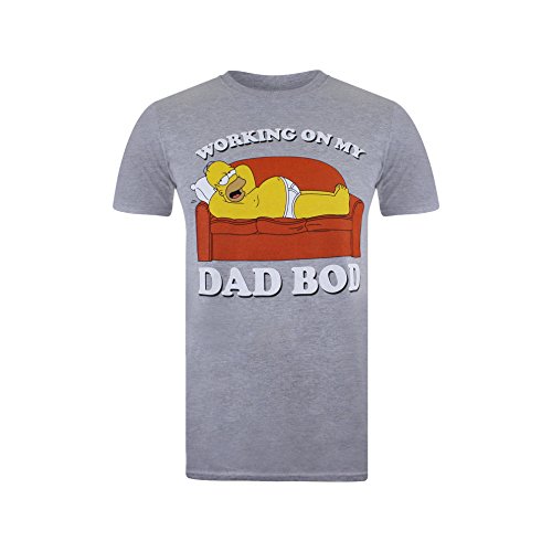 The Simpsons Dad BOD Camiseta, Gris, S para Hombre