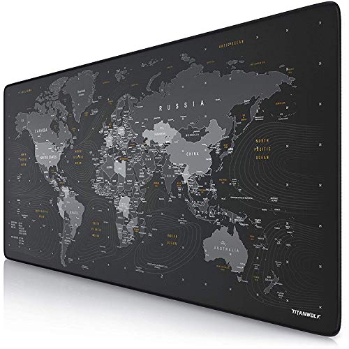 TITANWOLF - XXL Alfombrilla para ratón 900 x 400 mm - Speed Gaming Mousepad - Mouse Pad para Ordenador - Base para Mesa Grandes Dimensiones - Diseño: Planisferio TITANWOLF - XXL Alfombrilla para ratón 900 x 400 mm - Speed Gaming Mousepad - Mouse Pad para Ordenador - Base para Mesa Grandes Dimensiones - Diseño: Planisferio