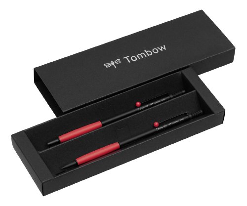 Tombow Zoom 707 - Estuche con portaminas, 0.5 mm, color negro y rojo