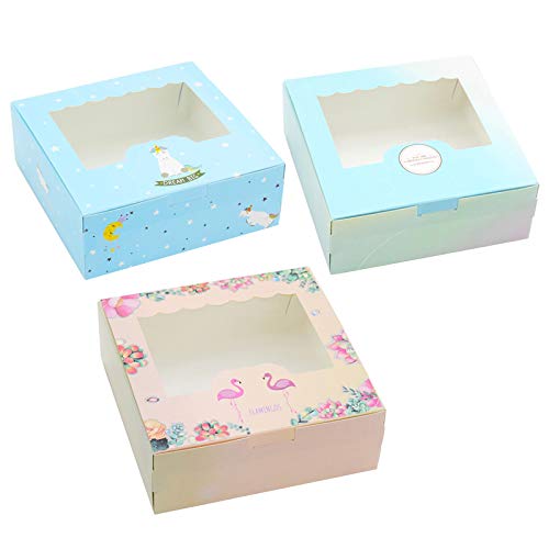 Tomedeks 12 Piezas de Caja de Pastel de Papel Natural, Utilizada para Cupcakes, Macarons, los Pasteles Pueden Contener 4 Cupcakes (S)