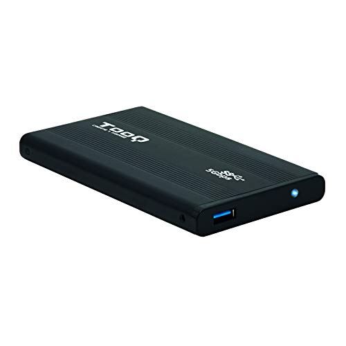 TooQ TQE-2524B - Carcasa para Discos Duros HDD de 2.5", (SATA I/II/III de hasta 9.5 mm de Alto, USB 3.0), Aluminio, indicador LED, Color Negro, 50 grs.