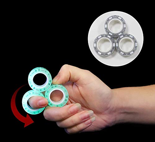 Toyland® Paquete de 3 juguetes magnéticos profesionales con anillos giratorios, que brillan en la oscuridad, juguetes novedosos, apto para mayores de 8 años