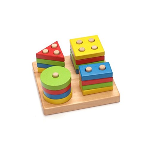 TOYMYTOY Juguetes Apilables Madera Clasificador de Forma Geometría Bloques de Construcción Bebe