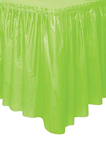 Unique Party- Falda de mesa de plástico, Color verde lima, 420 cm (50059)
