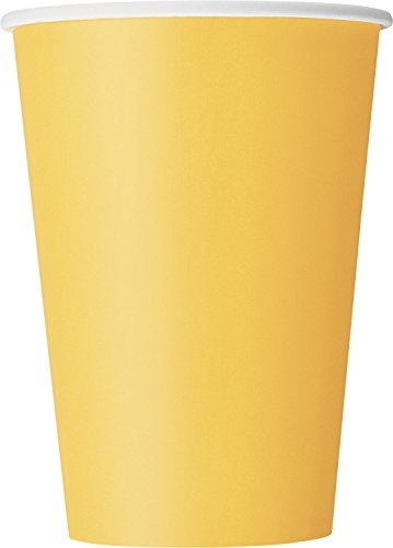 Unique Party- Paquete de 10 vasos de papel, Color amarillo, 355 ml (31789)