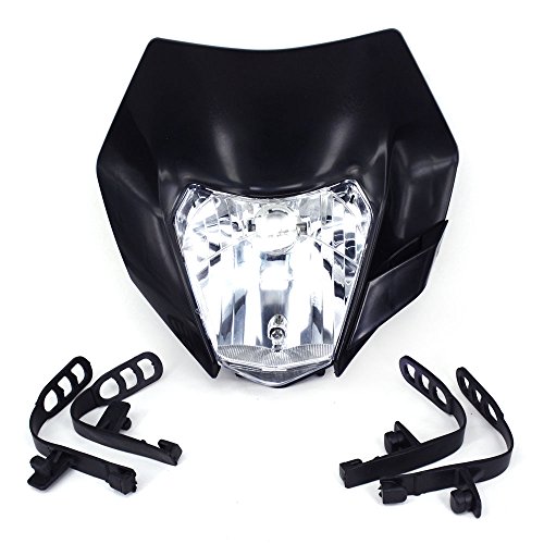 Universal Headlight Head Lamp Light Fairing Street Fighter Máscara Day Running Light para Scooters ATV Dirt Pit Bike Enduro Black