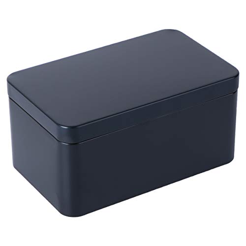 UPKOCH Latas de Bisagra Rectangular con Tapa Caja de Lata Hojalata Caja de Regalo para Joyería Tabaco Caramelo Té (Negro)