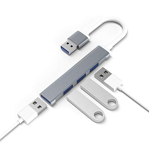 URSICO Hub USB 3.0, 4 Puertos de Datos Ultrafino de Aluminio USB Data Hub para Apple MacBook Air, Mac Pro/Mini, Microsoft Surface Pro, DELL XPS 15 - Gris Espacial
