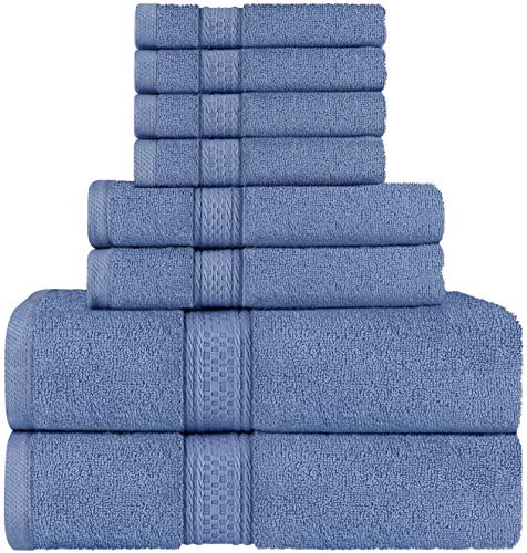 Utopia Towels - Juego de Toallas; 2 Toallas de baño, 2 Toallas de Mano y 4 toallitas - 100% Algodón (Azul) Utopia Towels - Juego de Toallas; 2 Toallas de baño, 2 Toallas de Mano y 4 toallitas - 100% Algodón (Azul)