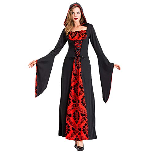 Vampiro De Disfraces de Halloween para Mujer - Disfraz de Bruja Reina con Capa Cosplay Cosy Negro Ghost Zombie Party Outfits