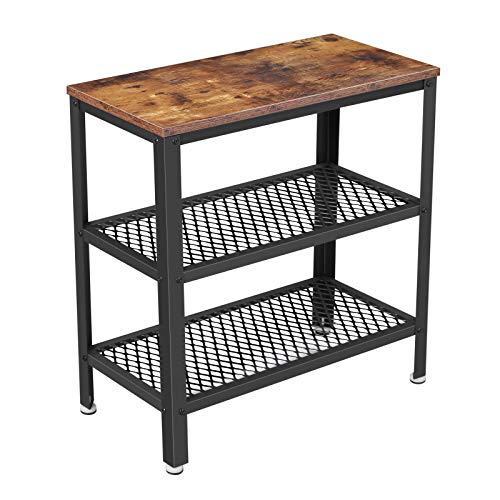 VASAGLE Mesa Auxiliar, Mesita de Noche, con 2 Estantes de Malla, para Salón, Dormitorio, Oficina, Estable, Ahorro de Espacio, Fácil de Montar, Diseño Industrial, Marrón Rústico LET33BX VASAGLE Mesa Auxiliar, Mesita de Noche, con 2 Estantes de Malla, para Salón, Dormitorio, Oficina, Estable, Ahorro de Espacio, Fácil de Montar, Diseño Industrial, Marrón Rústico LET33BX