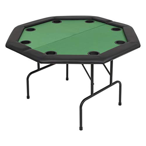 vidaXL Tablero de Póker Plegable 8 Jugadores Octagonal Verde Mesilla Auxiliar