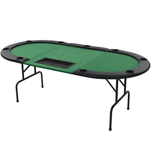 vidaXL Tablero de Póker Plegable 9 Jugadores Ovalado Verde Mesilla Auxiliar vidaXL Tablero de Póker Plegable 9 Jugadores Ovalado Verde Mesilla Auxiliar