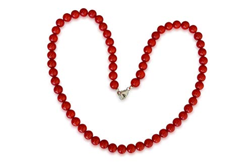 Vifaleno Collar de Coral, Coral Natural, esférico, Rojo, 7mm, Plata Vifaleno Collar de Coral, Coral Natural, esférico, Rojo, 7mm, Plata