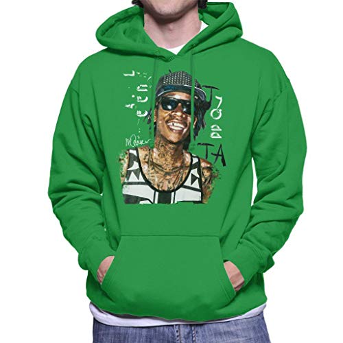 VINTRO Wiz Khalifa - Sudadera con capucha para hombre (Retrato original) Verde Verde Kelly XXL