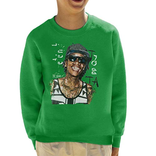 VINTRO Wiz Khalifa - Sudadera para niño (Retrato original) Verde Verde Kelly M