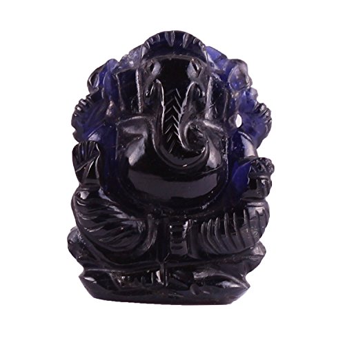 Visioneer upam Collection 68 cts azul color Laboratorio Certificado naturales Iolite 31 x 24 x 12 mm Tamaño schnitzen Ganesha Ji Idol