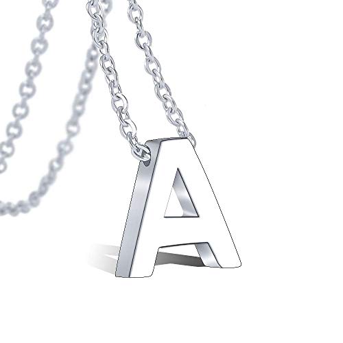 VU100 Collar Inicial A para Mujer Niñas Colgante Letra de Acero Inoxidable Plata, 45cm Cadena Cuerda VU100 Collar Inicial A para Mujer Niñas Colgante Letra de Acero Inoxidable Plata, 45cm Cadena Cuerda
