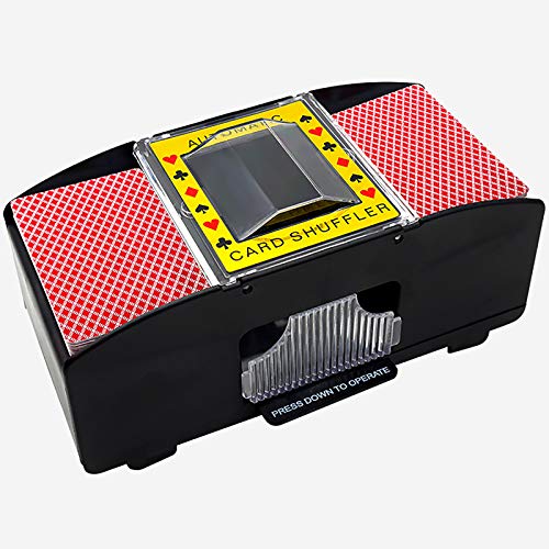 Vvciic Barajador de cartas, barajador automático de cartas de 2 barajas, funciona con pilas, máquina de barajar cartas de póquer, herramienta de juego de cartas (no incluidas)