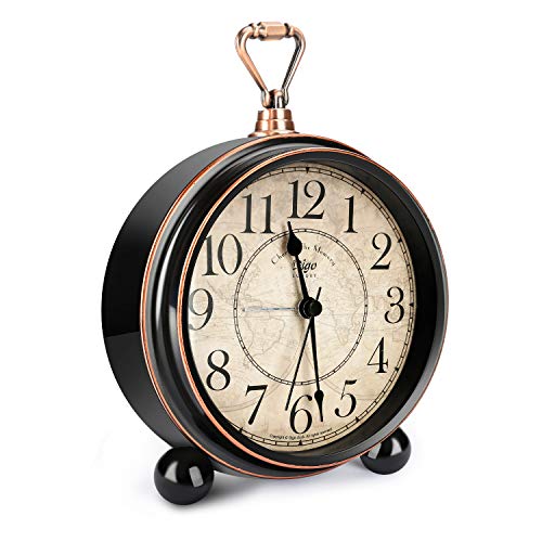  Reloj de mesa vintage retro y antiguo, reloj de escritorio  pequeño de estilo europeo, reloj de escritorio de metal para sala de estar,  estudio, reloj anticuado, reloj de escritorio, reloj de